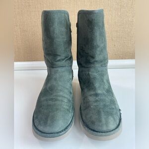 Short II Shearling Lined Boots in Forest Green Suede Leather Size 6